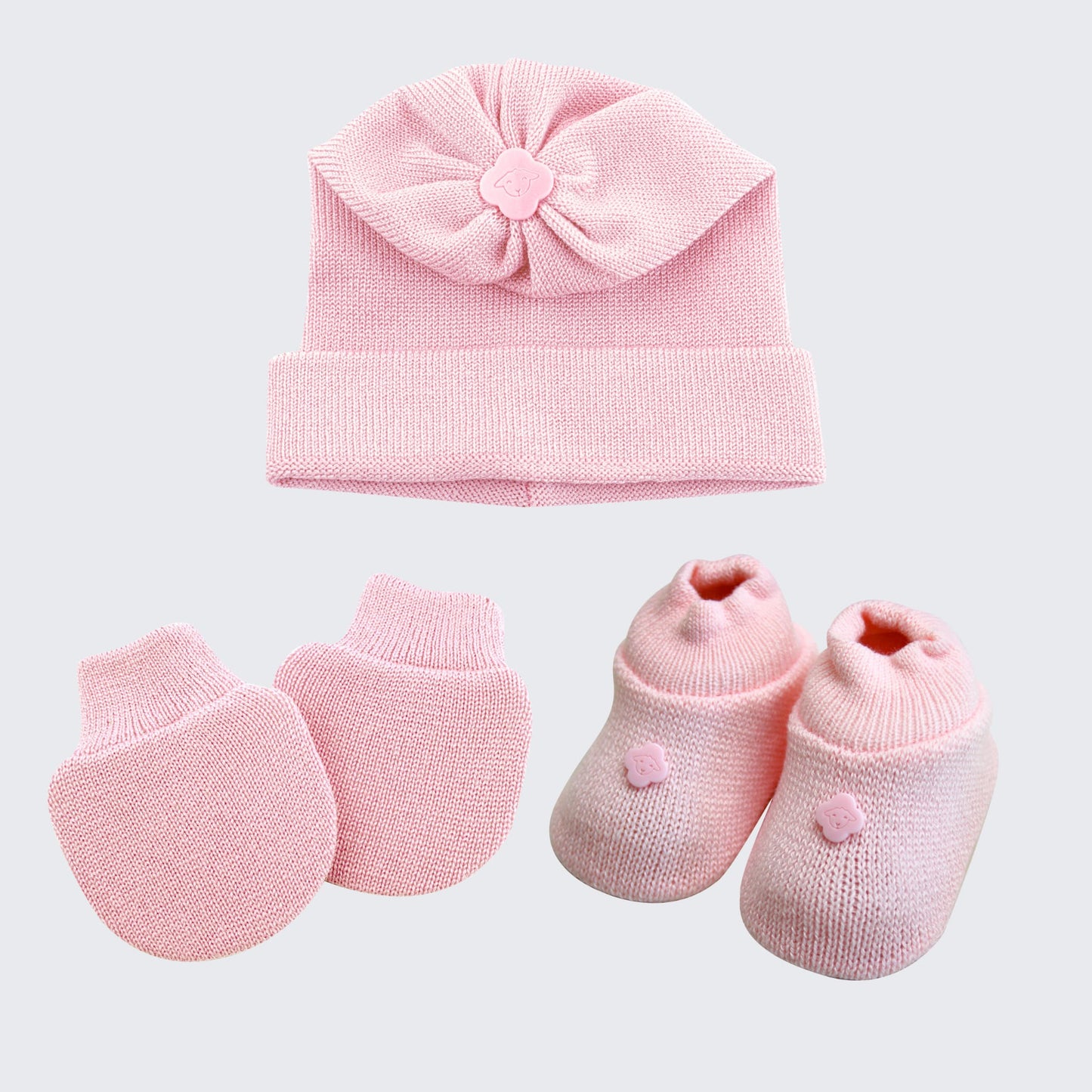 Kit Meu Bebê – Sapatinho, Luva e Touca em Tricot
