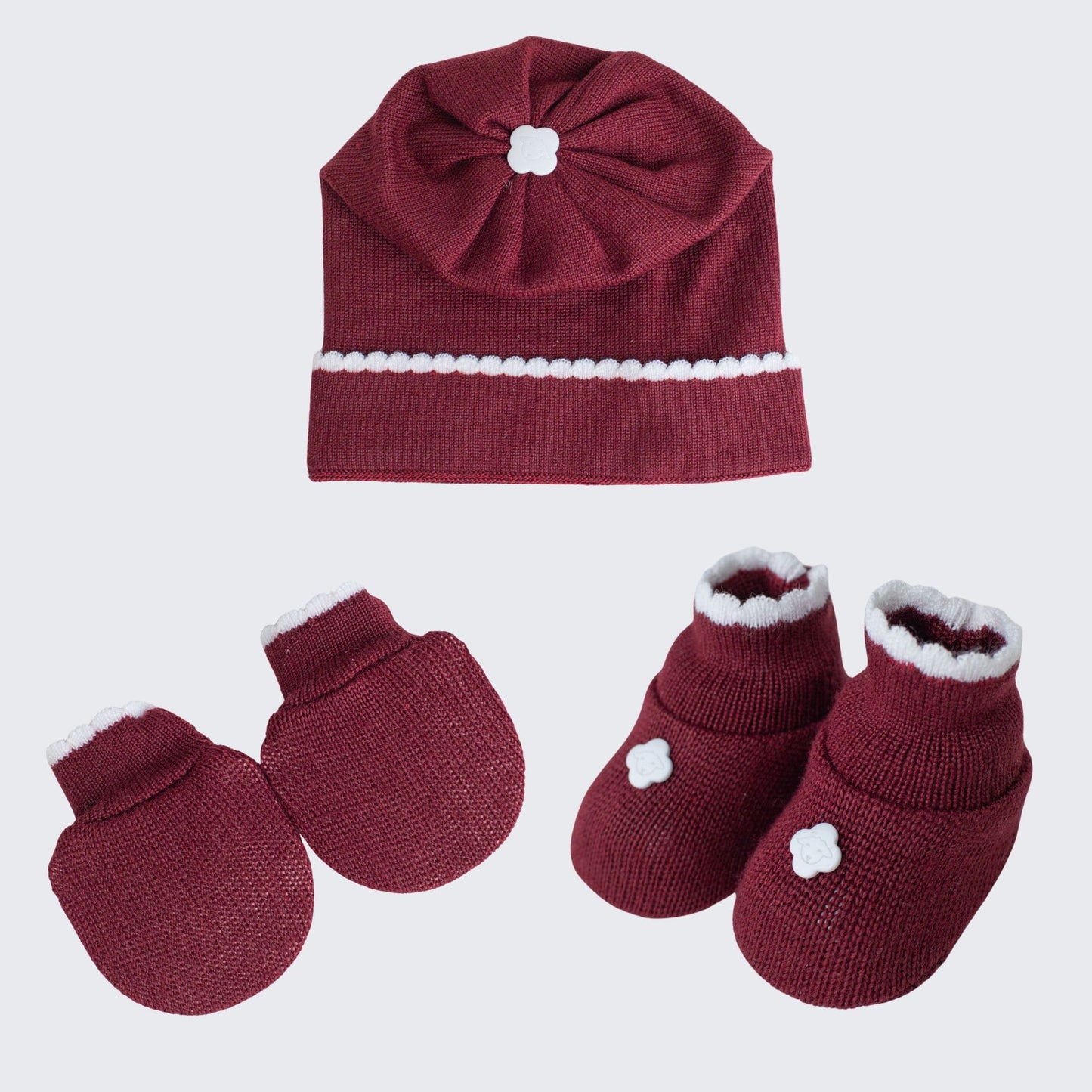 Kit Meu Bebê – Sapatinho, Luva e Touca em Tricot