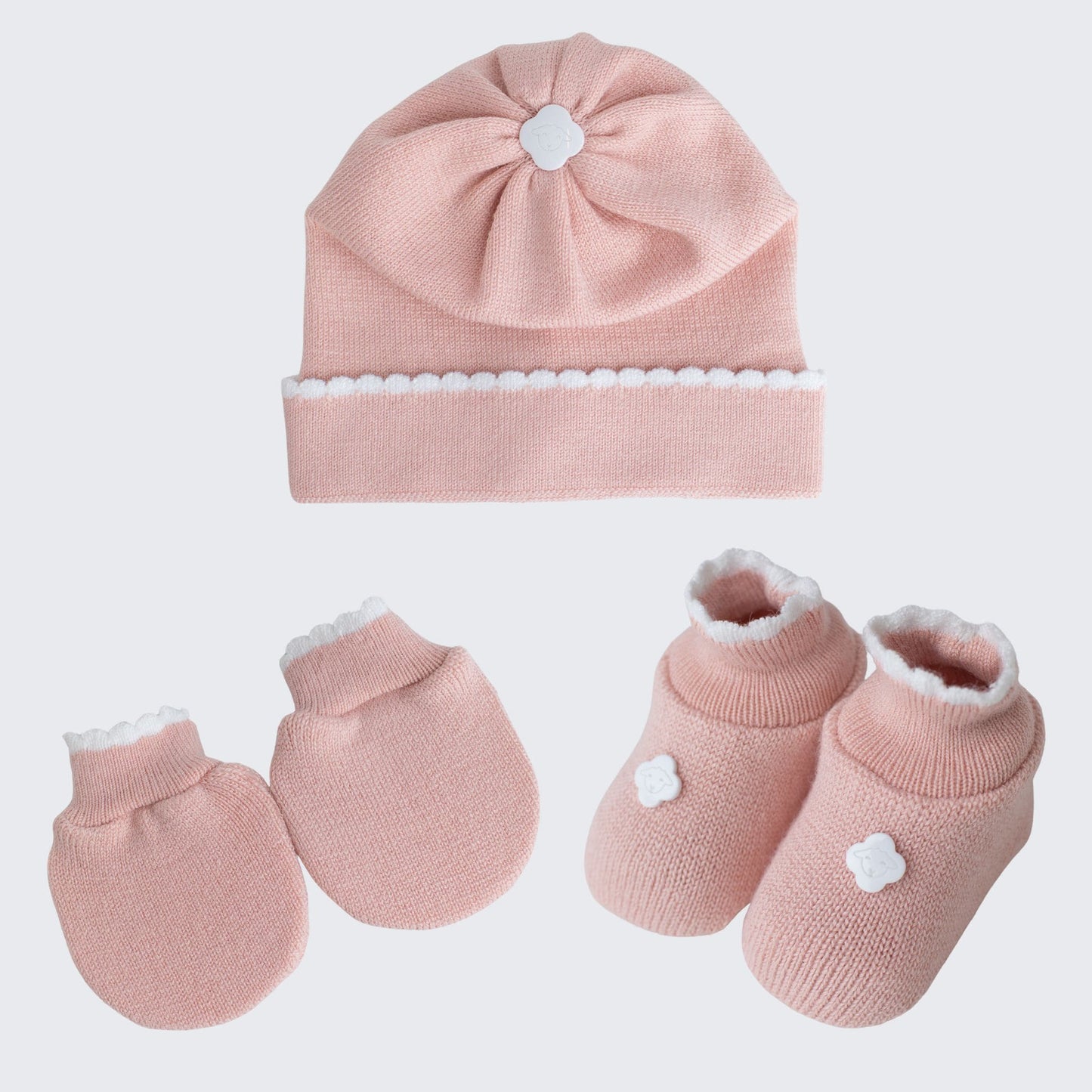 Kit Meu Bebê – Sapatinho, Luva e Touca em Tricot