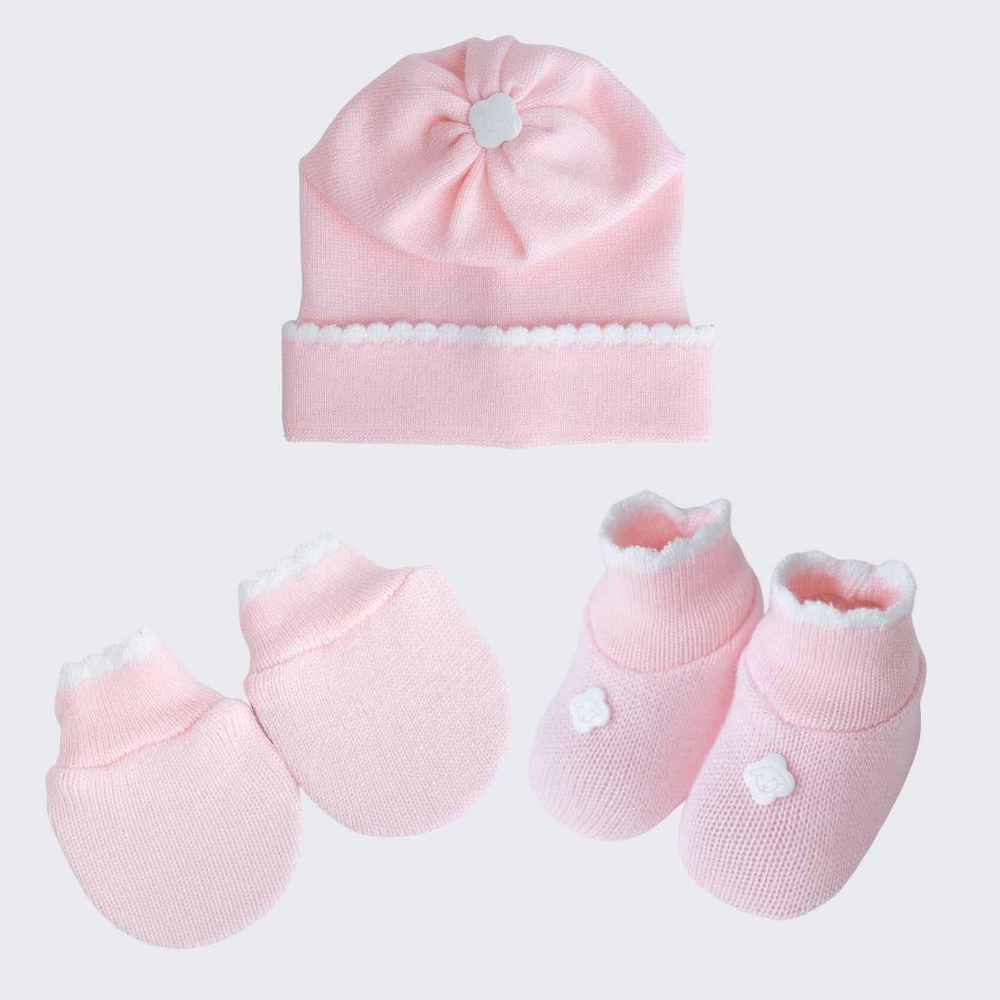 Kit Meu Bebê – Sapatinho, Luva e Touca em Tricot