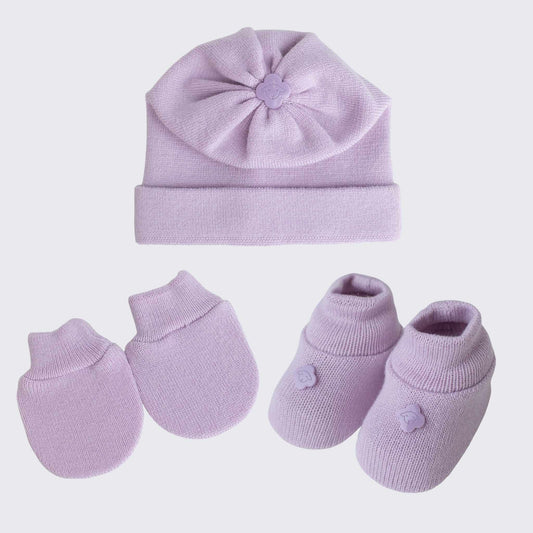 Kit Meu Bebê – Sapatinho, Luva e Touca em Tricot