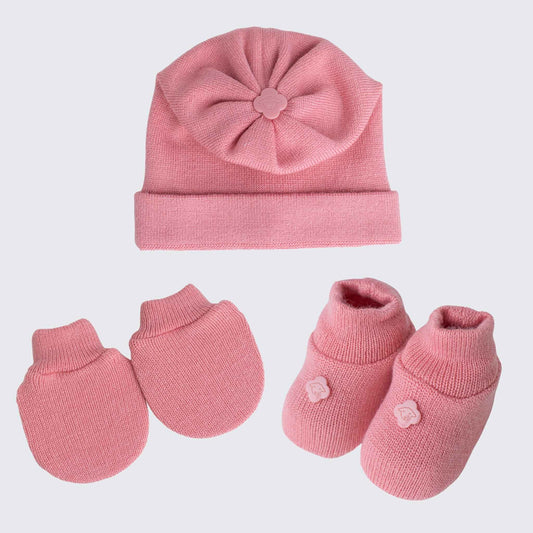 Kit Meu Bebê – Sapatinho, Luva e Touca em Tricot