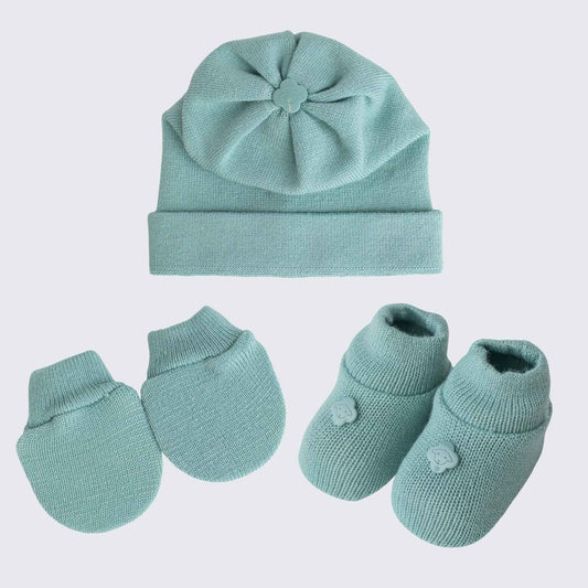 Kit Meu Bebê – Sapatinho, Luva e Touca em Tricot