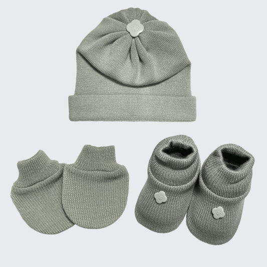 Kit Meu Bebê – Sapatinho, Luva e Touca em Tricot