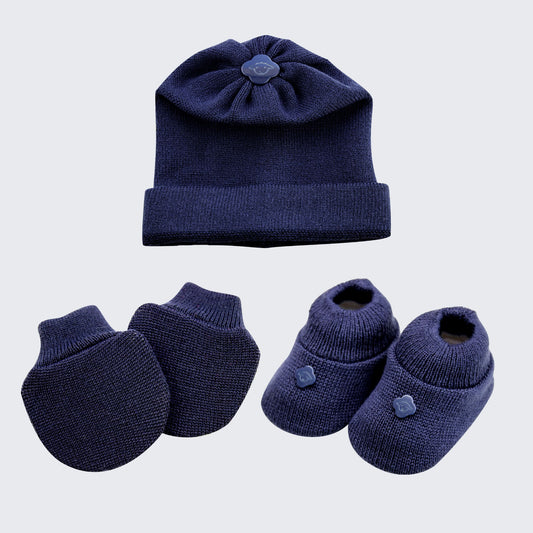Kit Meu Bebê – Sapatinho, Luva e Touca em Tricot