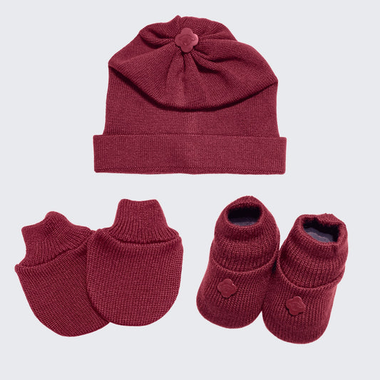 Kit Meu Bebê – Sapatinho, Luva e Touca em Tricot