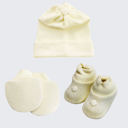 Kit Meu Bebê – Sapatinho, Luva e Touca em Tricot