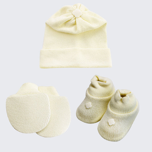 Kit Meu Bebê – Sapatinho, Luva e Touca em Tricot