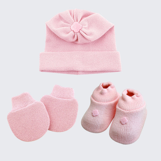 Kit Meu Bebê – Sapatinho, Luva e Touca em Tricot