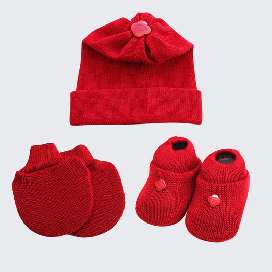 Kit Meu Bebê – Sapatinho, Luva e Touca em Tricot