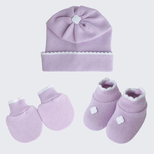 Kit Meu Bebê – Sapatinho, Luva e Touca em Tricot