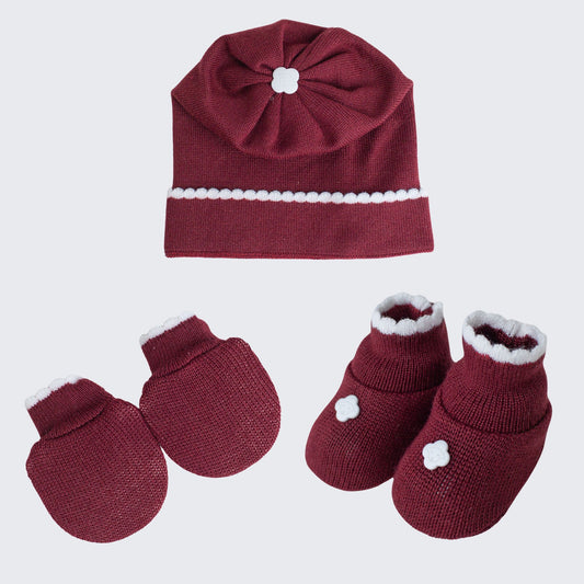 Kit Meu Bebê – Sapatinho, Luva e Touca em Tricot