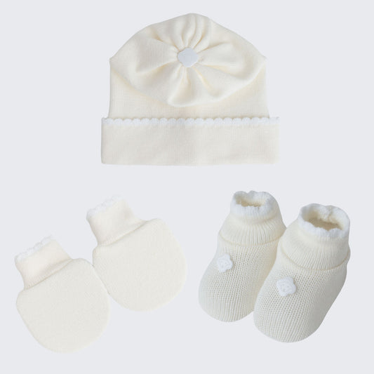 Kit Meu Bebê – Sapatinho, Luva e Touca em Tricot