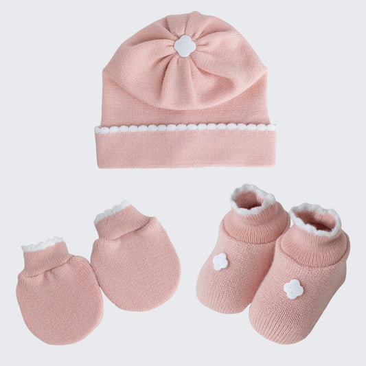 Kit Meu Bebê – Sapatinho, Luva e Touca em Tricot