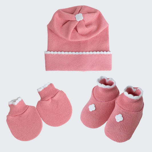 Kit Meu Bebê – Sapatinho, Luva e Touca em Tricot