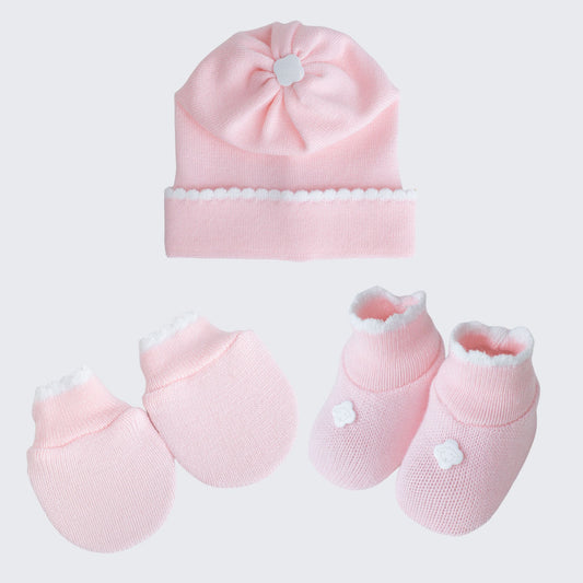 Kit Meu Bebê – Sapatinho, Luva e Touca em Tricot