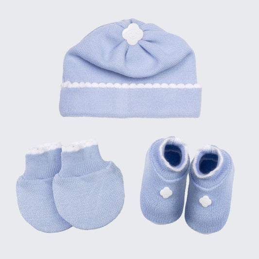 Kit Meu Bebê – Sapatinho, Luva e Touca em Tricot