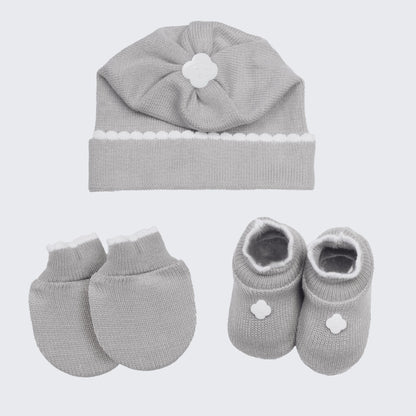 Kit Meu Bebê – Sapatinho, Luva e Touca em Tricot