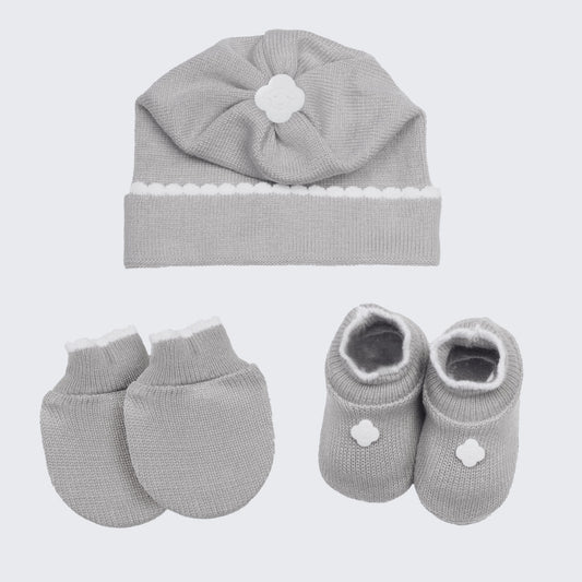 Kit Meu Bebê – Sapatinho, Luva e Touca em Tricot