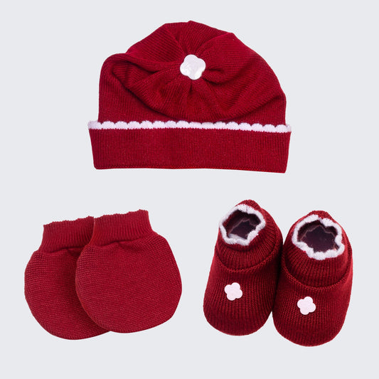 Kit Meu Bebê – Sapatinho, Luva e Touca em Tricot