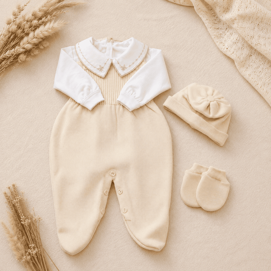 Conjunto Jardineira, Body, Luva e Touca - Masculino